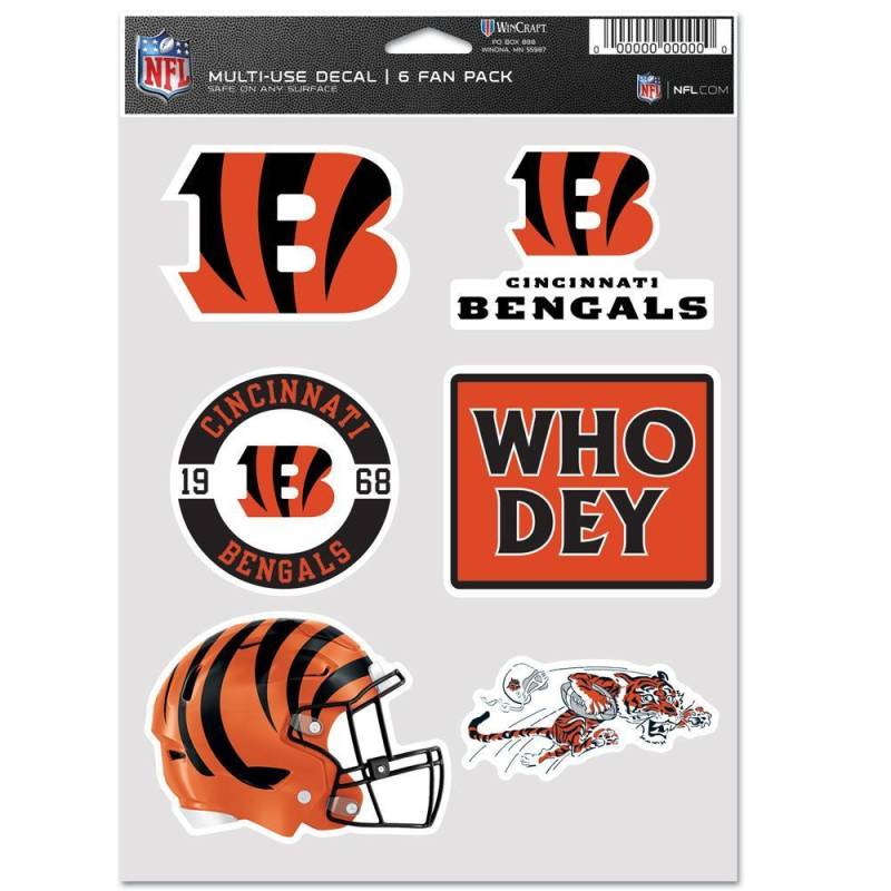 NFL Aufkleber Multi-Use 6er Set 19x14cm Cincinnati Bengals von WinCraft
