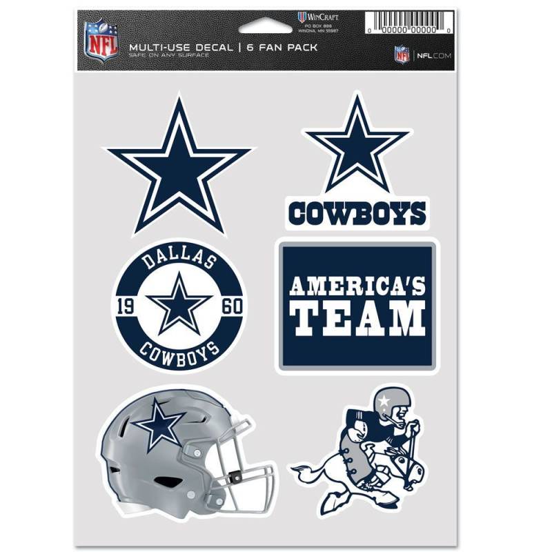 NFL Aufkleber Multi-Use 6er Set 19x14cm Dallas Cowboys von WinCraft