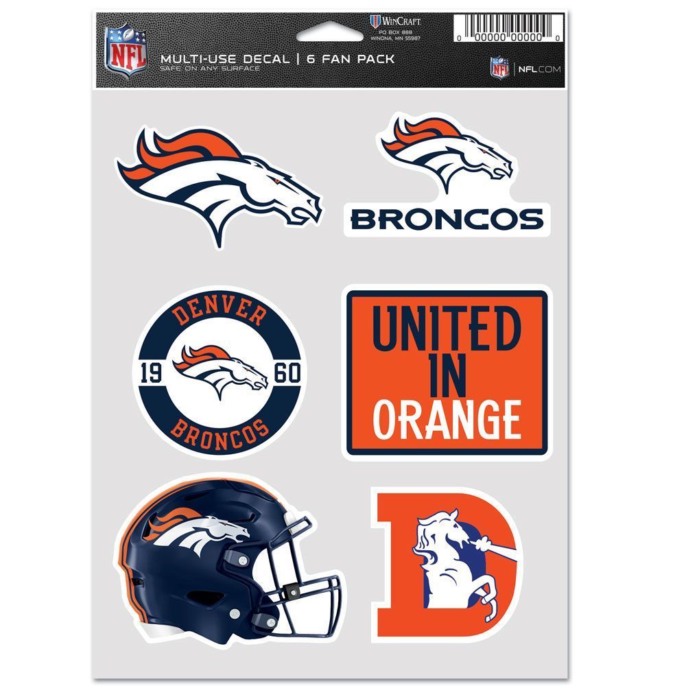 NFL Aufkleber Multi-Use 6er Set 19x14cm Denver Broncos von WinCraft