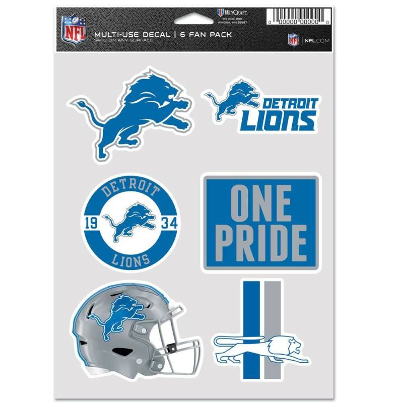 NFL Aufkleber Multi-Use 6er Set 19x14cm Detroit Lions von WinCraft