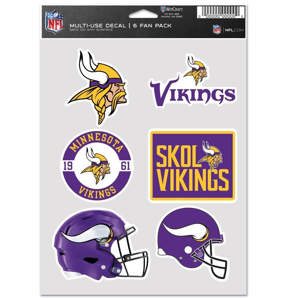 NFL Aufkleber Multi-Use 6er Set 19x14cm - Minnesota Vikings von WinCraft