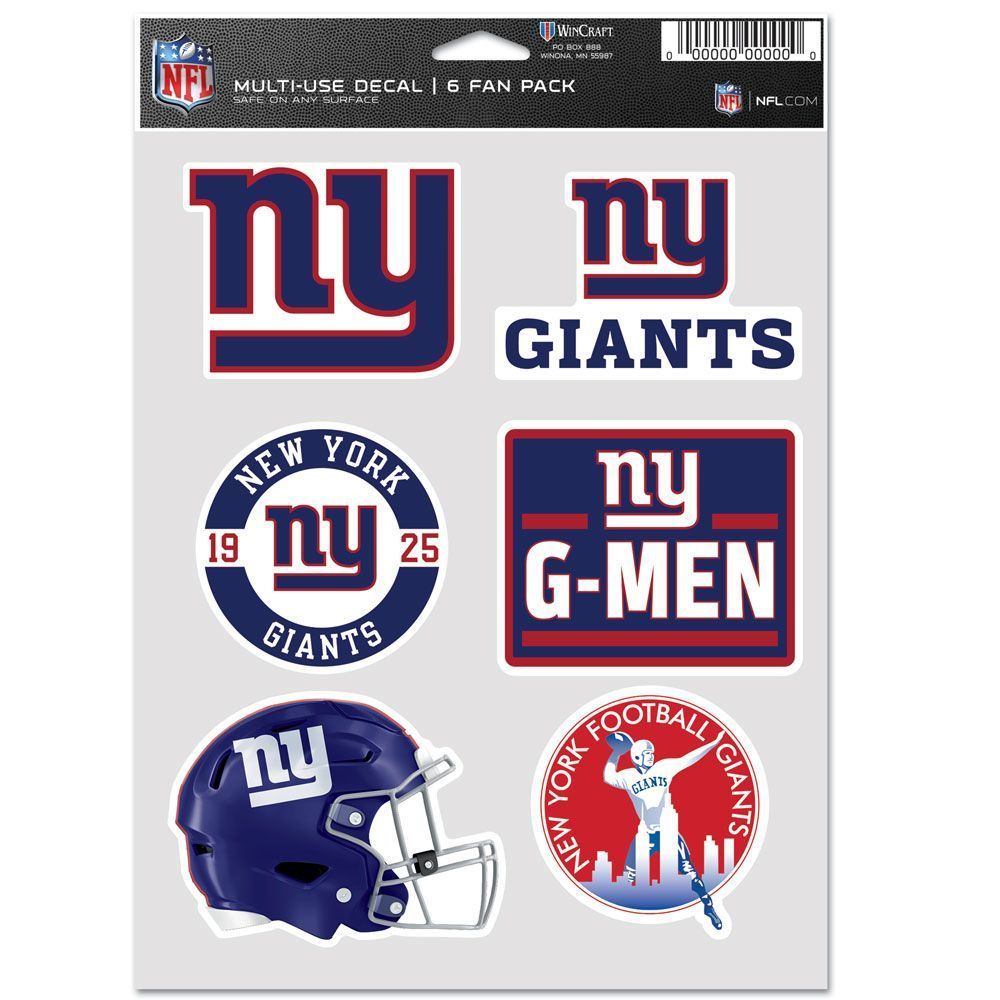 NFL Aufkleber Multi-Use 6er Set 19x14cm New York Giants von WinCraft