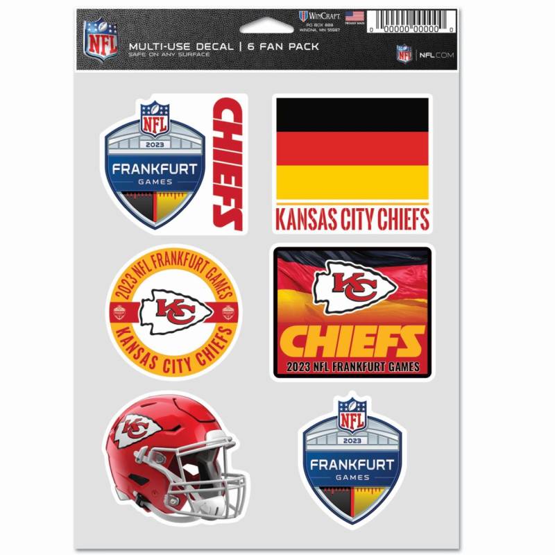 NFL FRANKFURT Aufkleber 6er Set 18x13cm Kansas City Chiefs von WinCraft