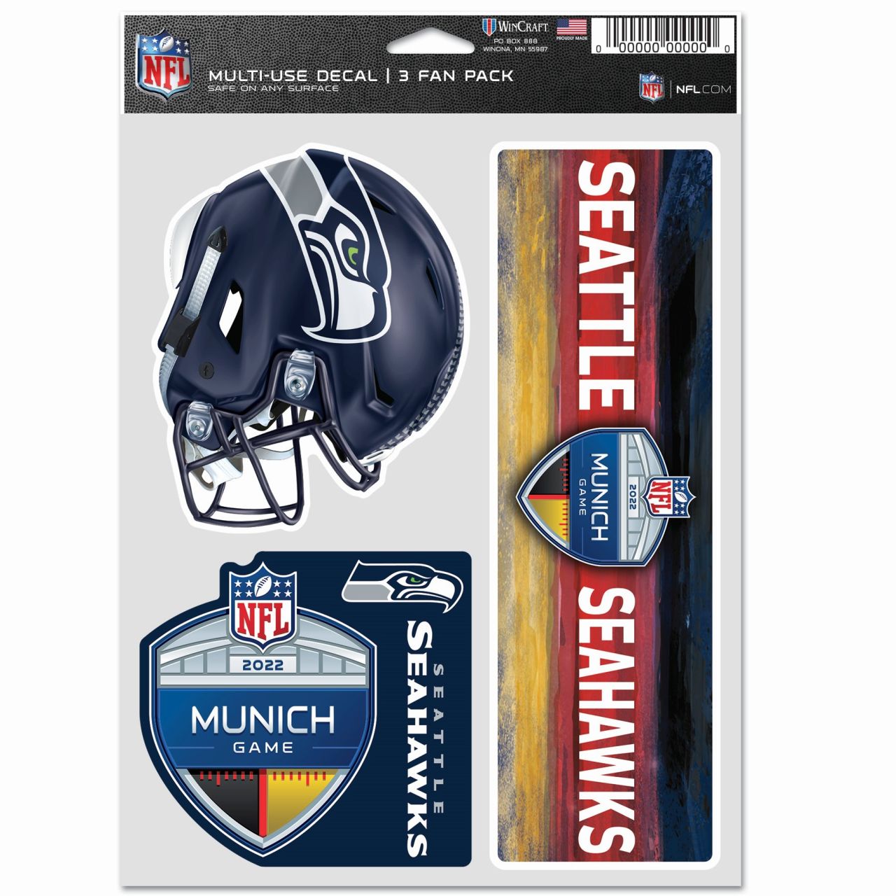 NFL MUNICH Aufkleber 3er Set 20x15cm - Seattle Seahawks von WinCraft