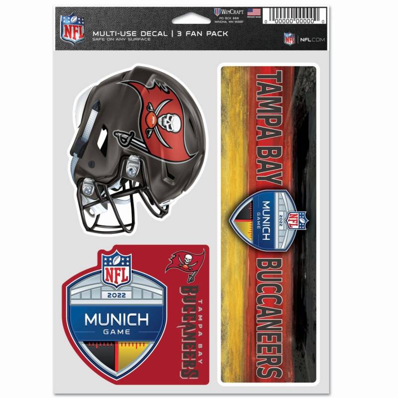 NFL MUNICH Aufkleber 3er Set 20x15cm - Tampa Bay Buccaneers von WinCraft