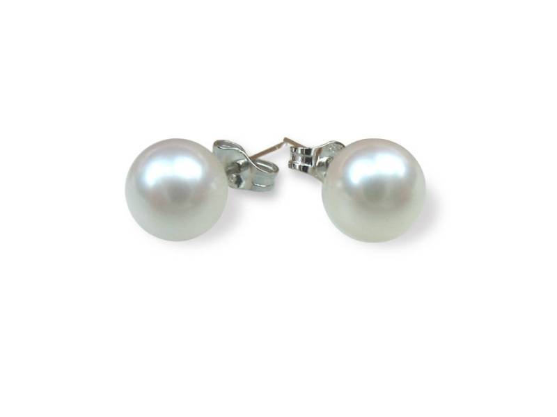 Aaa+ Weiße Akoya Zuchtperlen Ohrstecker - 14K Gold -Er1 von WinPearl