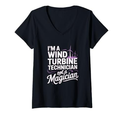 Damen Ich bin ein Windturbinentechniker, kein Zauberer T-Shirt mit V-Ausschnitt Damen Ich bin ein Windturbinentechniker, kein Zauberer T-Shirt mit V-Ausschnitt von Wind Turbine Technician Clean Energy Careers