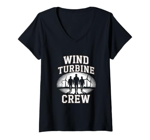 Damen Windturbine Crew Windturbine Techniker T-Shirt mit V-Ausschnitt Damen Windturbine Crew Windturbine Techniker T-Shirt mit V-Ausschnitt von Wind Turbine Technician Clean Energy Careers