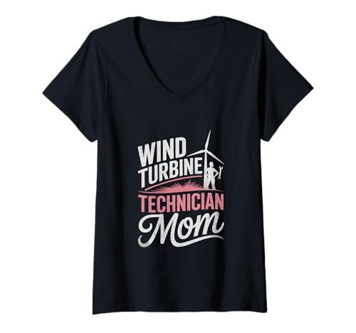 Damen Windturbinentechniker Mama Windturbinentechniker T-Shirt mit V-Ausschnitt von Wind Turbine Technician Clean Energy Careers