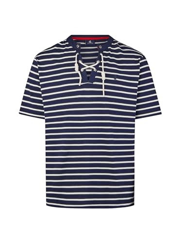 Wind Herren T-Shirt, 100% Baumwolle, Schnürung, maritim, lässig, luftig Navy-weiß XL von Wind