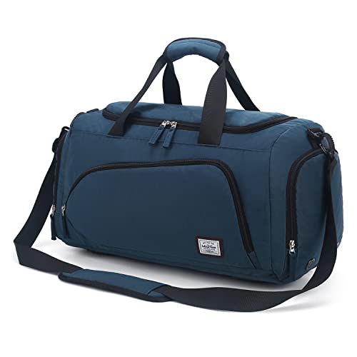 WindTook Sporttasche Damen Herren 35L Fitnesstasche Reisetasche Frauen Trainingstasche Duffel Bag Weekender Schwimmtasche mit Schuhfach Sport Gym Tasche für Sport Fitness, 53x27x27cm,Pin-Blau-35L von Wind Took