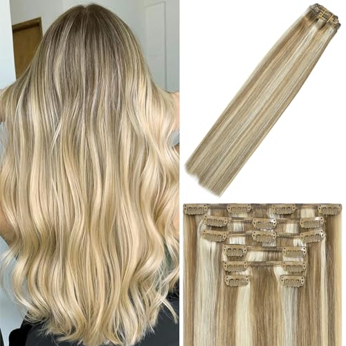 WindTouch Clip-in-Haarverlängerung, Echthaar, Balayage-Mischblond, 38,1 cm, 70 g, Strähnchen für blondes Remy-Haar, 7 Stück, 18P613, Geschenk für Damen, 7 Stück WindTouch Clip-in-Haarverlängerung, Echthaar, Balayage-Mischblond, 38,1 cm, 70 g, Strähnchen für blondes Remy-Haar, 7 Stück, 18P613, Geschenk für Damen, 7 Stück von WindTouch