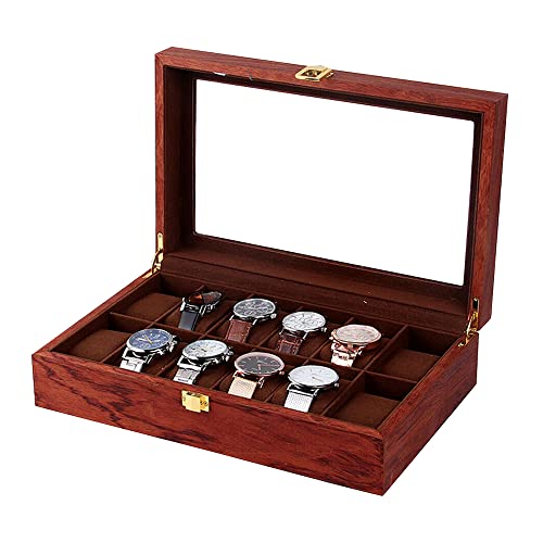 WindWilder Uhrenaufbewahrungsbox Uhrenbox 12 Uhren Watch Winder Box Holz Mit Oberlicht Uhrenbox Uhrenkasten Herren Damen Uhrenschachtel Uhrenschatulle Watch Box Geschenk Uhr Organiser Aufbewahrungsbox von WindWilder