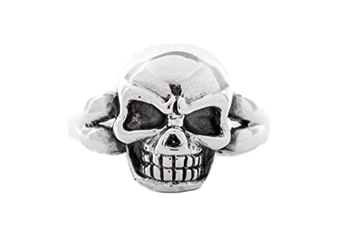 Windalf Alchemisten Ring ARCON 15 mm Biker Totenkopf Schmuck 925 Sterlingsilber (Silber, 62 (19.7)) von Windalf