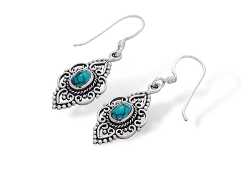 Celtic Ohrhänger SVANA 3.7 cm Ohrschmuck Bohemia Ohrringe Türkis Schmuck 925 Sterlingsilber von Windalf