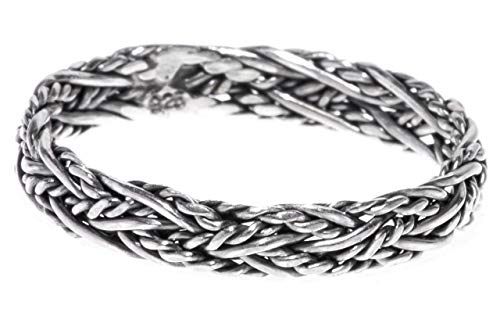 Handarbeit Schmaler Wikinger-Ring Rise 3 mm Flecht Muster Midi-Ring 925 Sterlingsilber (Silber, 52 (16.6)) von Windalf