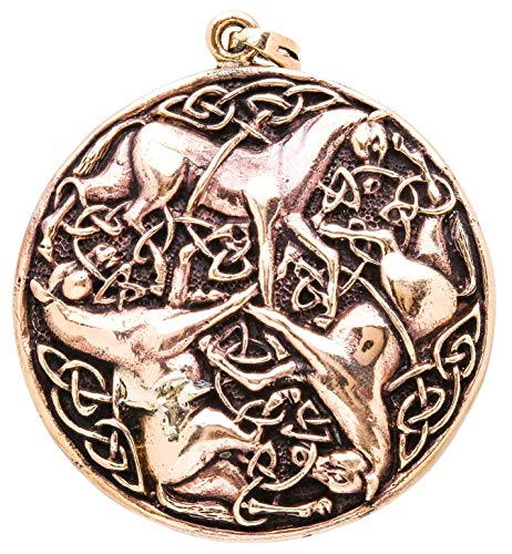 Windalf Keltischer Schmuck Anhänger BONNA Ø 4.8 cm 3 Pferde & Knoten Amulett Celtic Art Bronoze von Windalf