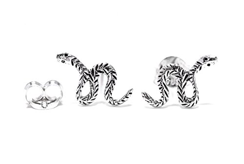 Paradies Ohrstecker SNAKE 12 mm Schlangenschmuck Gothik Silber Ohrringe 925 Sterlingsilber von Windalf