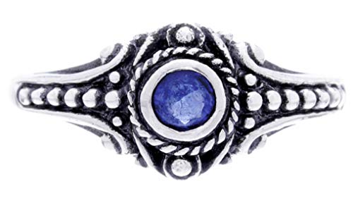 Windalf Asatru Damen Silberring AMARA h: 0.8 cm Wikinger Schmuck Ring Dunkelblauer Kristall Vintage Hochwertiges Silber (Silber, 56 (17.8)) von Windalf