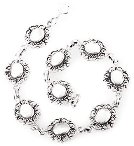WINDALF Bohemia Armkette MÉDIÉVALE 19 cm Florale Ornamente Perlmutt-Muschel Freundschaftsband 925 Sterlingsilber von Windalf