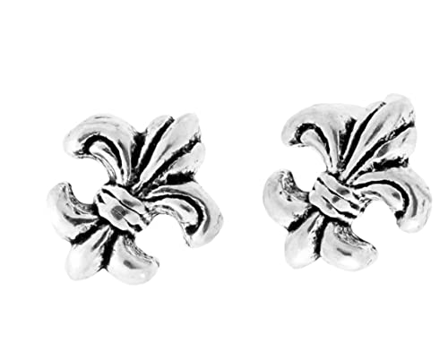 WINDALF Bohemia Vintage Ohrstecker FLEUR DE LIS Ø 0.5 cm Königliche Schwertlilie Mittelalter-Ohrschmuck Boho Glücks-Silberohrstecker 925 Sterlingsilber von Windalf