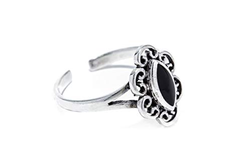 WINDALF Bohemia Zehenring LUNA 12 mm Schwarzer Onyx Midi Ring 925 Sterlingsilber von Windalf