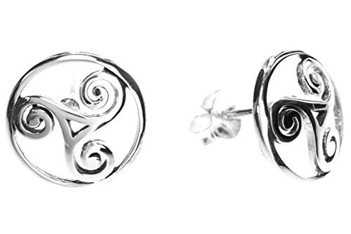 WINDALF Boho Ohrringe ALIJA Ø 1.2 cm Keltische Triskele Lebens Spiralen Silber-Ohrstecker 925 Sterlingsilber von Windalf