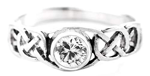 Windalf Celtic Damenring TÂMIA 6 mm Diamant Kristall Freundschaftsring 925 Sterlingsilber (Silber, 56 (17.8)) von Windalf