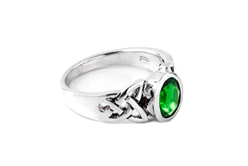 Windalf Celtic Ring NALIA 7 mm Grüner Smaragd Vertrauensring 925 Sterlingsilber (Silber, 58 (18.5)) von Windalf