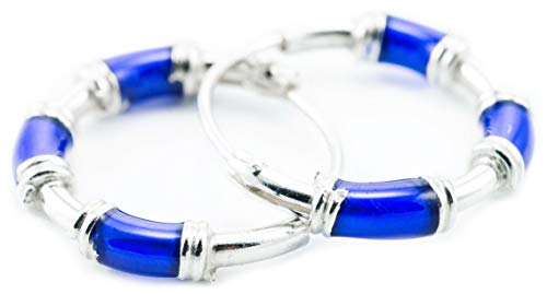 WINDALF Creolen TRÎSTAN Ø 1.2 cm Blaue Elemente 925 Sterlingsilber von Windalf