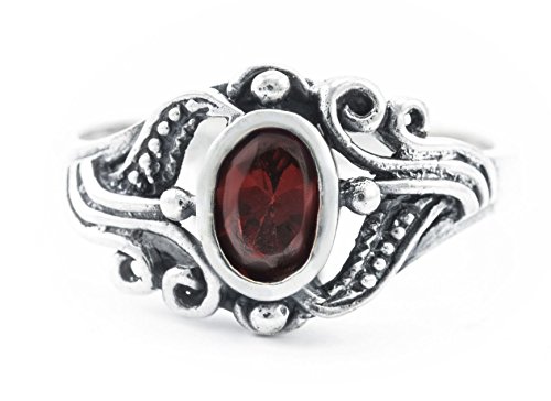 WINDALF Damen Mittelalter-Ring SÎNA h: 1 cm Roter Kristall Hochwertiges Silber (Silber, 66 (21.0)) von Windalf