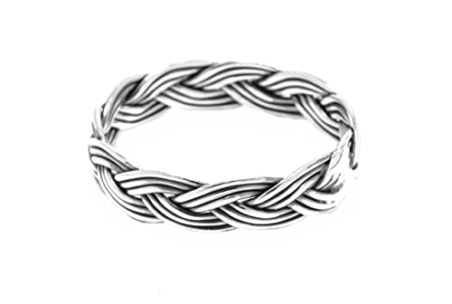 Windalf Damen Ring RIGA 4 mm Zopf-Ring Wikinger Schmuck Handarbeit aus Silber (Sterlingsilber, 21) von Windalf