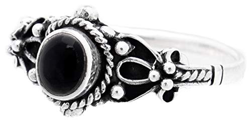 Windalf Damen Ring mit Stein SANJA 8 mm Onyx Schutzring Silberring 925 Sterlingsilber (Silber, 44 (14.0)) von Windalf