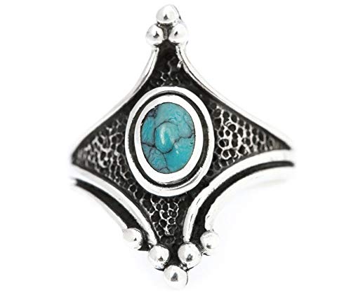 WINDALF Elfenhafter Ring ARÎYA h: 2 cm Türkis-Ring Hochwertiges Silber (Silber, 54 (17.2)) von Windalf