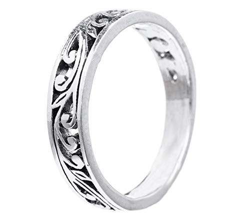 WINDALF Fairy Ring LUCIA h: 0.4 cm Feenhafte Ornamentik Midi-Ring 925 Sterlingsilber (Silber, 52 (16.6)) von Windalf