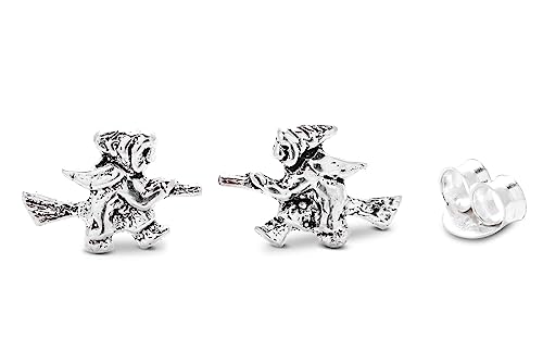 WINDALF Glücks Ohrstecker ZULI 9 mm Kleine Hexen Hexenschmuck Vintage 925 Sterlingsilber von Windalf