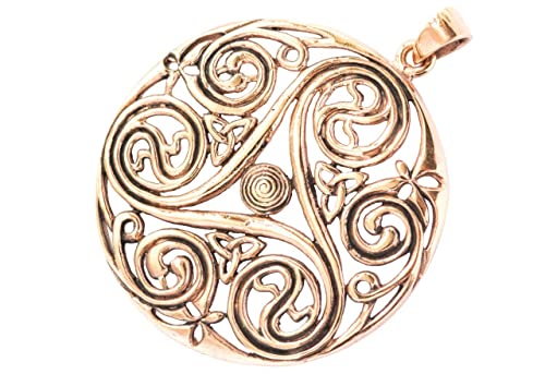 Windalf Großes Celtic Irisch Silber-Amulett DANU Ø 4.9 cm Skandinavischer Schmuck Triskele Nordische Lebens-Spiralen Bohemian Bronze von Windalf