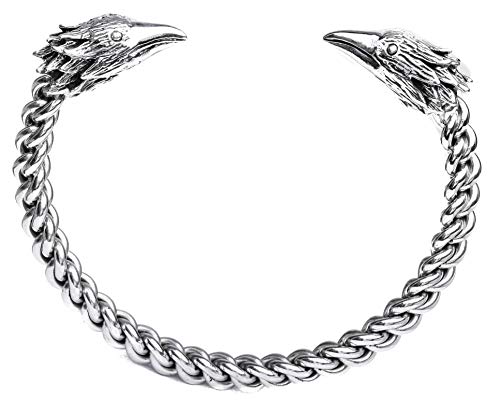 Windalf Großer Herren Wikinger Armreif RAVON Ø 7.5 cm Vikings Armschmuck Hugin & Munin Freunschafts-Schmuck 925 Sterlingsilber von Windalf