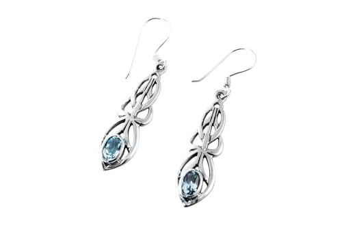 Irische Ohrringe Áine 2.9 cm Keltischer Knoten Topas Kristall 925 Sterling Silber von Windalf