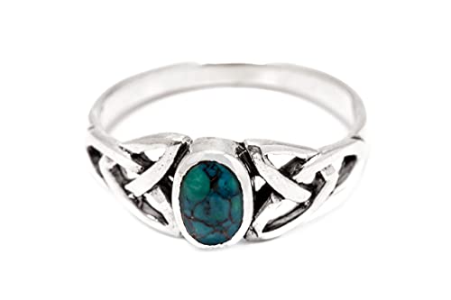 WINDALF Kelten Ring LAYLA 0.7 cm Silberring mit Türkisstein Freundschafts Glücksring 925 Sterlingsilber (Silber, 60 (19.1)) von Windalf