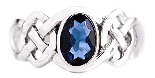Windalf Keltischer Ring IDÂNA 1 cm Blauer Kristall Celtic 925 Sterlingsilber (Silber, 56 (17.8)) von Windalf