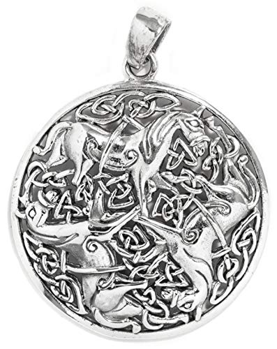 Windalf Keltischer Schmuck Anhänger BONNA Ø 3 cm 3 Pferde-Amulett Celtic-Irischer Schmuck 925 Sterlingsilber von Windalf