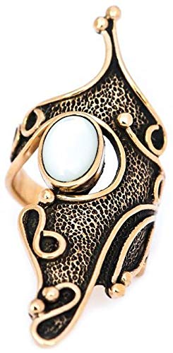 WINDALF Langer Damen Ring ALANIA 45 mm Perlmuttzauber Gothic Schmuck Bronze (Bronze, 52 (16.6)) von Windalf