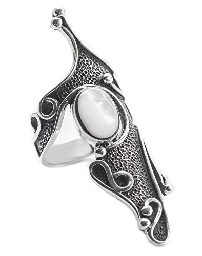 Windalf Langer Damen Ring ALANIA h: 4.5 cm Perlmuttzauber 925 Sterlingsilber (Silber, 56 (17.8)) von Windalf