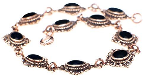 Windalf Damen Armkette MÉDIÉVALE 19 cm Schwarzer Onyx Armband Bronze von Windalf