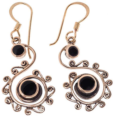 WINDALF Mittelalter Ohrhänger AMINA 4 cm Spirals Onyx Schmuck Edle Bronze von Windalf