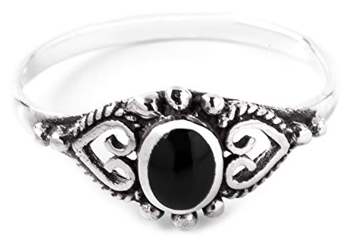WINDALF Mittelalter Ring MELINA h: 0.8 cm Onyx Hochwertiges Silber (Silber, 46 (14.6)) von Windalf