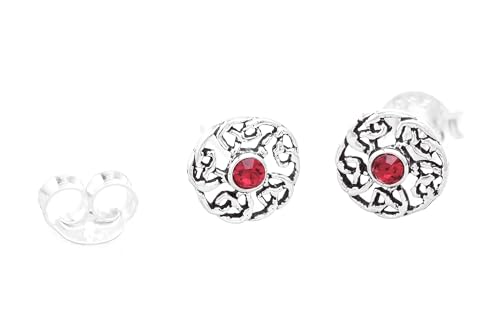 Silber Ohrstecker ISÎRA Ø 6 mm Roter Zirkonia Keltische Knoten 925 Sterling Silber von Windalf