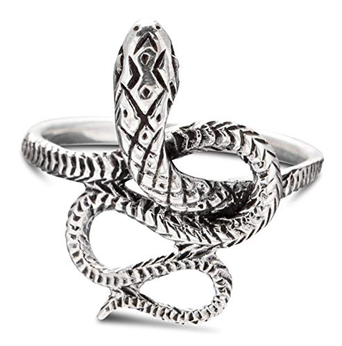 Windalf Paradies Schlangenring IDUNA 19 mm Fantasy Statement-Schmuck Glücks Silberring Bohemia Vintage 925 Sterlingsilber (Silber, 62 (19.7)) von Windalf