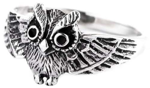 Windalf Ring NOCTIA h: 1 cm Kleine Eule Eulen-Ring 925 Sterlingsilber (Silber, 44 (14.0)) von Windalf